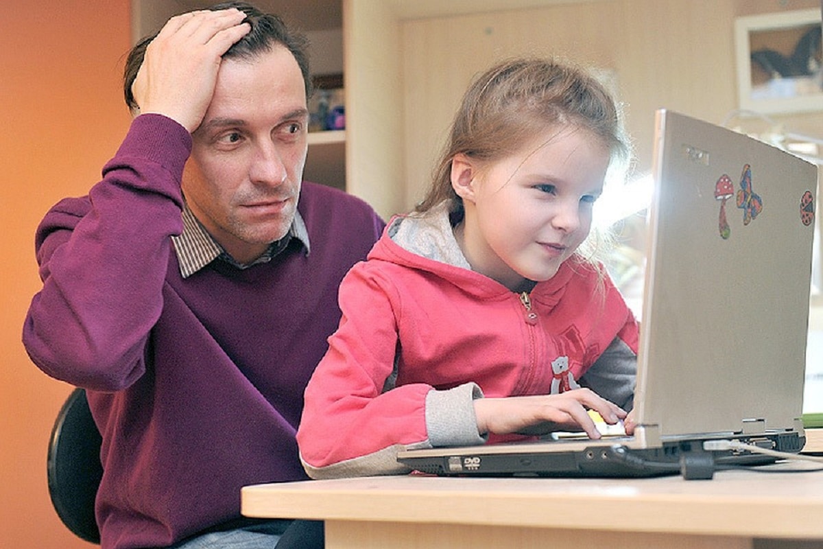 Дети родители компьютер