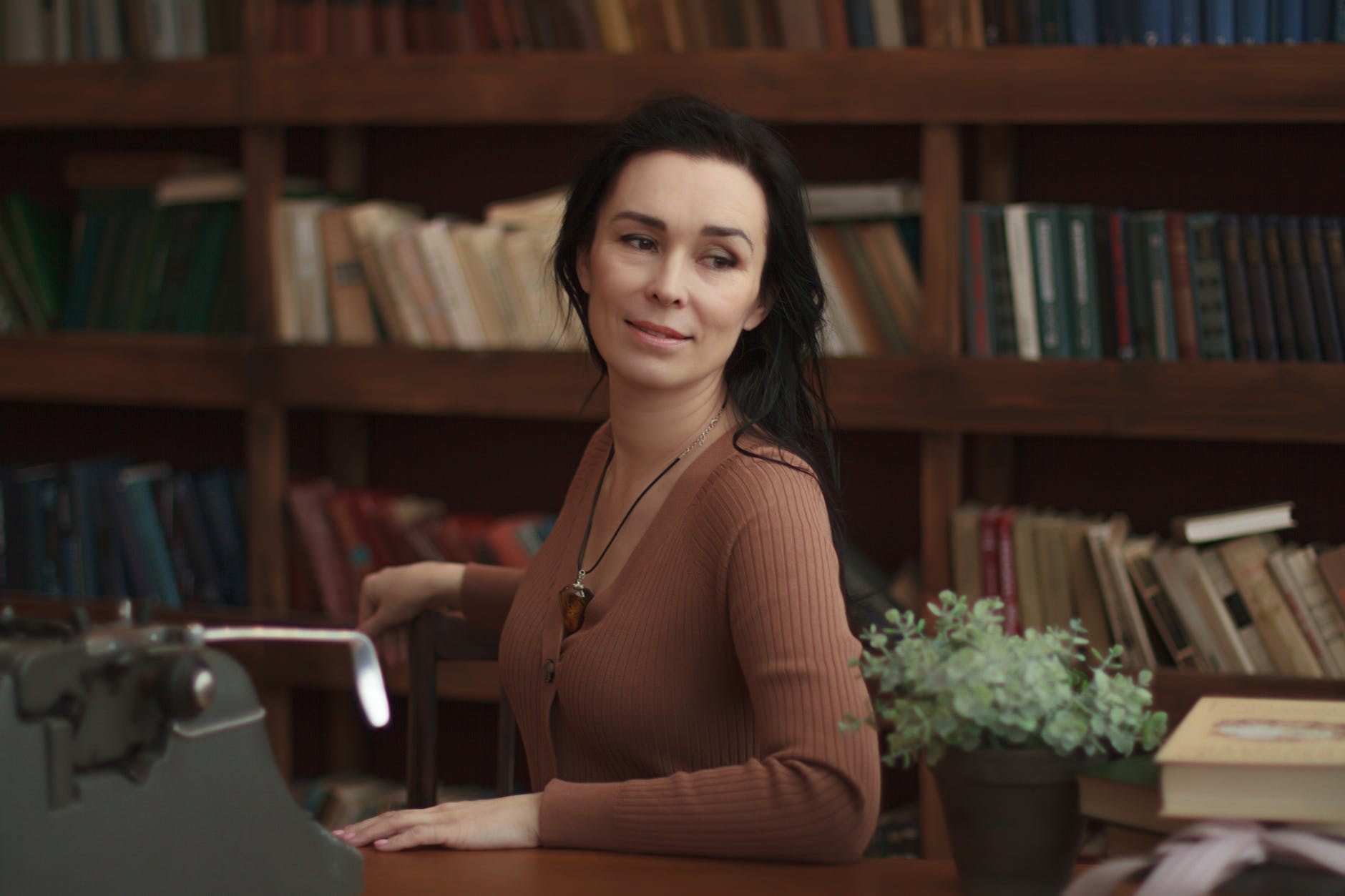 people woman books desk