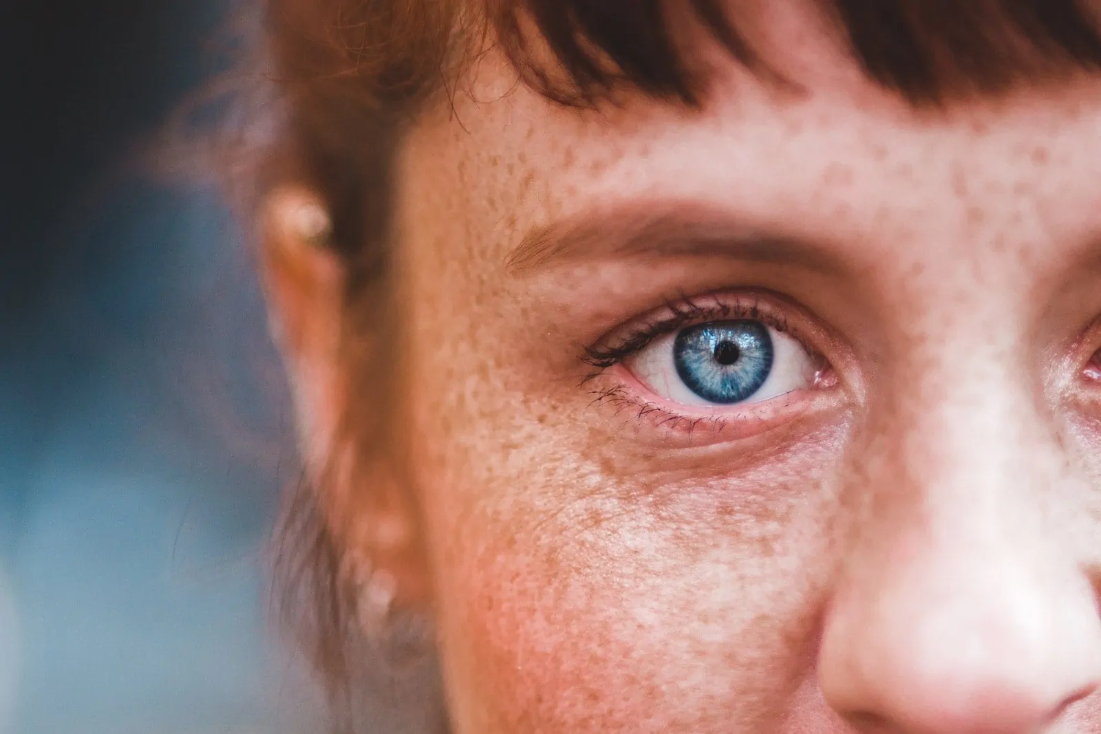 Face of woman with blue eyes