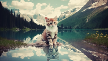 котенок на альпийском озере