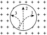Три частицы влетели в однородное магнитное поле на рисунке траектории их движения показаны штриховой