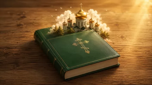 Золотой храм на зелёной книге