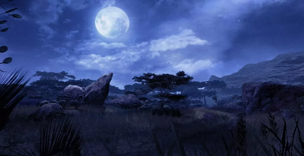 Африканская саванна в лунную ночь в Far Cry 2