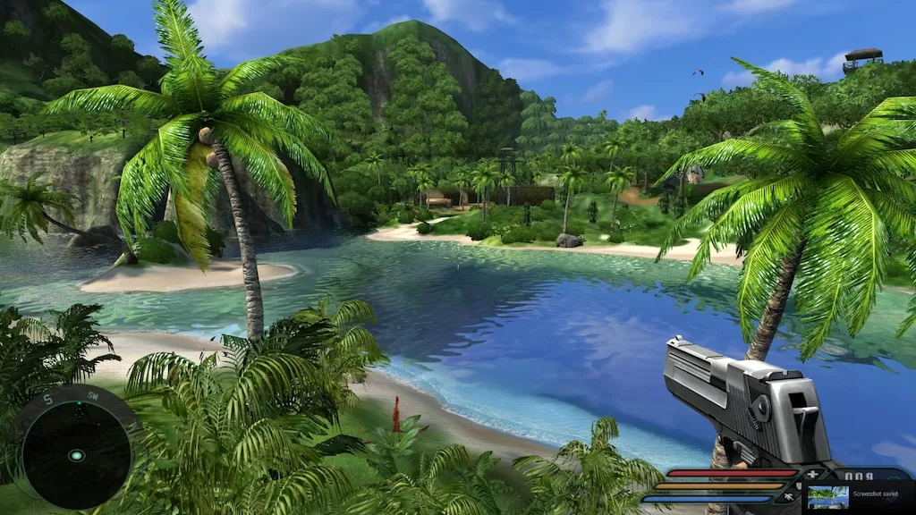 Солнечная лагуна с пальмами в кадре оригинальной Far Cry