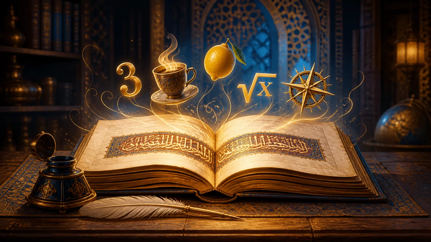 Старинная книга и предметы со словами арабского происхождения